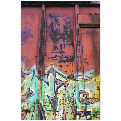 RUSTY BOXCAR PANEL VERTICAL METAL PRINT