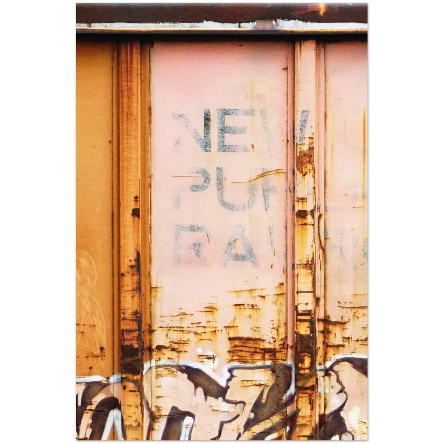 NEW ORLEANS RUSTY BOXCAR VERTICAL METAL PRINT