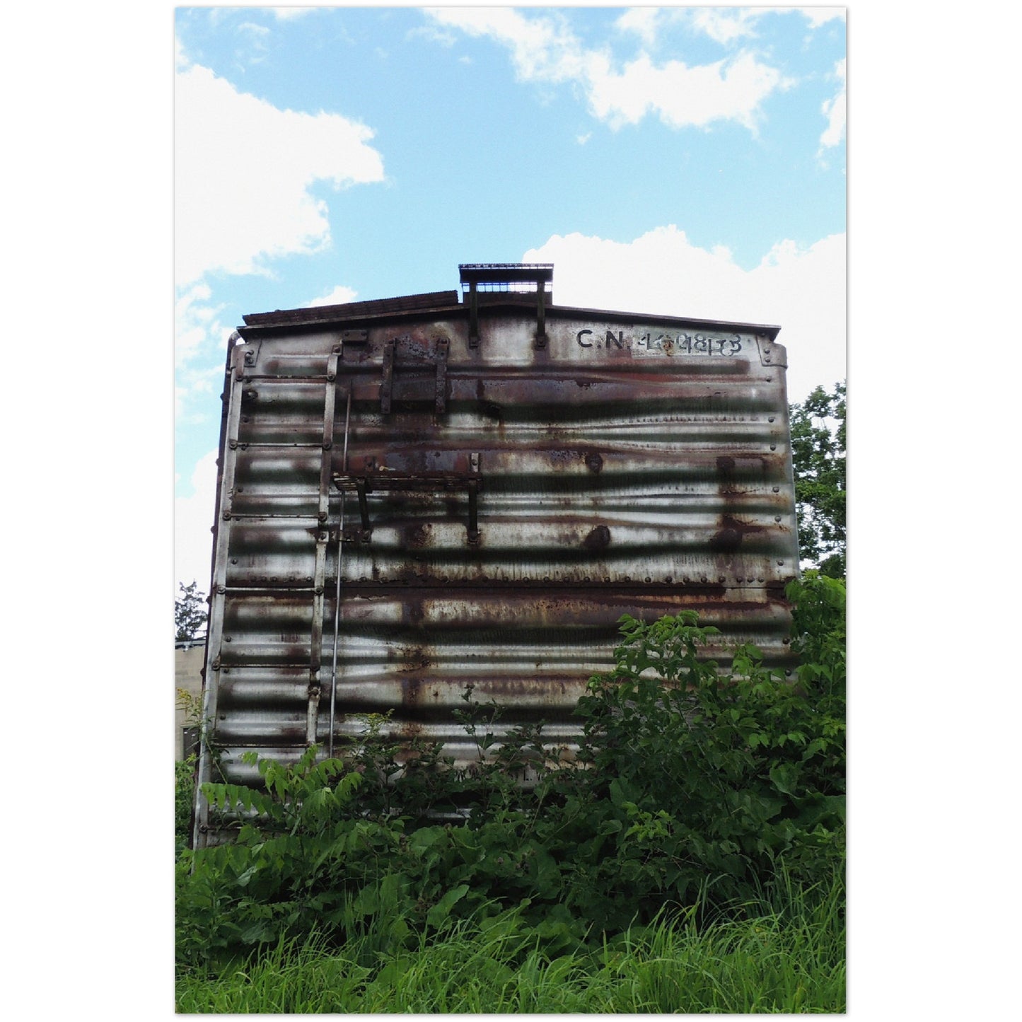 VINTAGE CN REEFER BOXCAR VERTICAL METAL PRINT