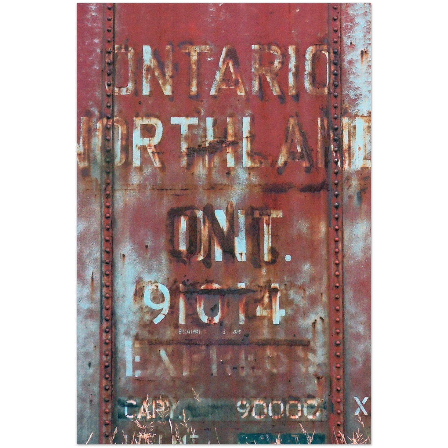 ONTARIO NORTHLAND RUSTY BOXCAR VERTICAL METAL PRINT