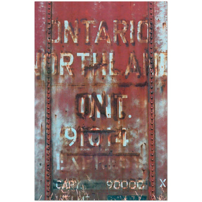 ONTARIO NORTHLAND RUSTY BOXCAR VERTICAL METAL PRINT