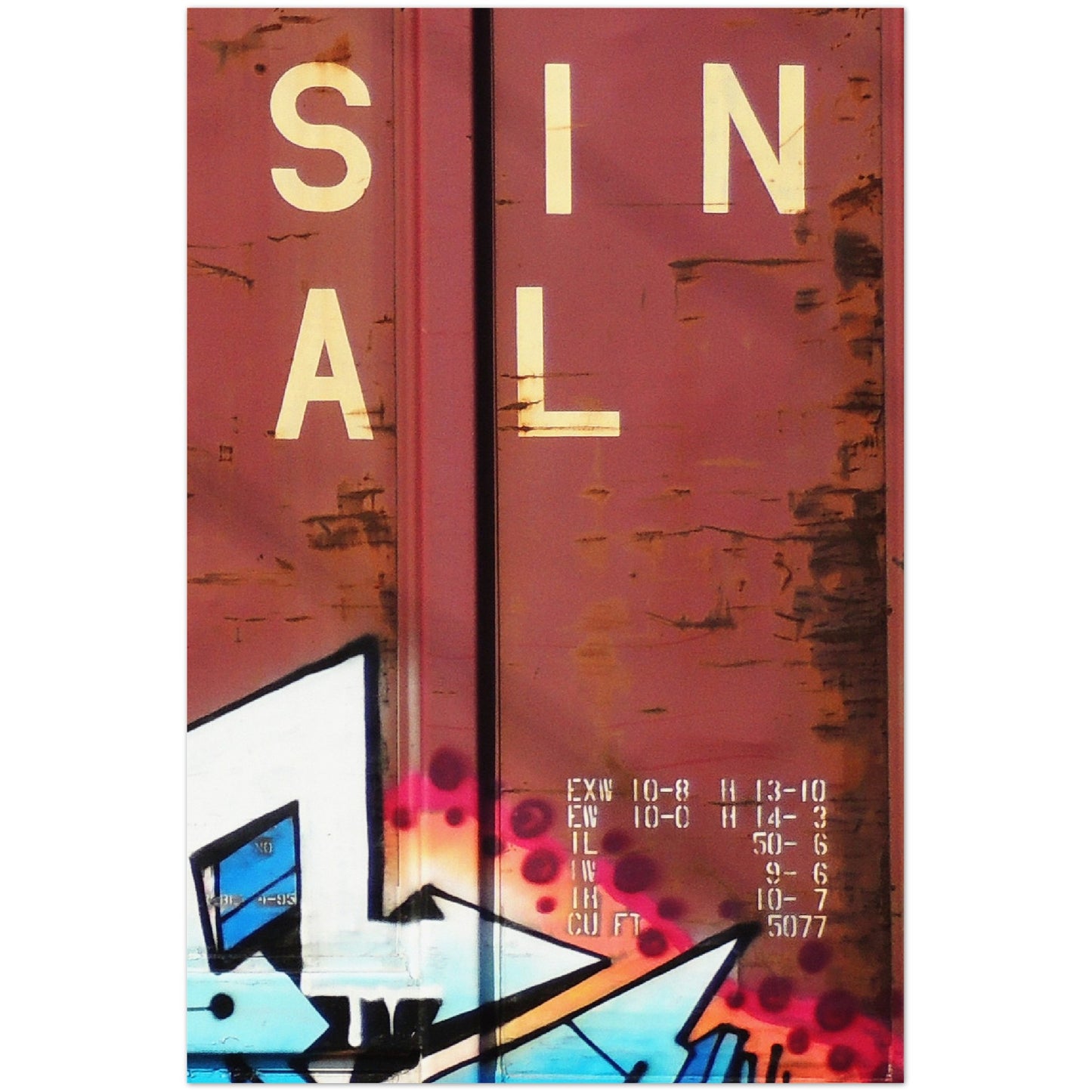 WISCON"SIN" CENTRAL WEATHERED BOXCAR VERTICAL METAL PRINT