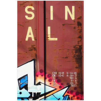 WISCON"SIN" CENTRAL WEATHERED BOXCAR VERTICAL METAL PRINT