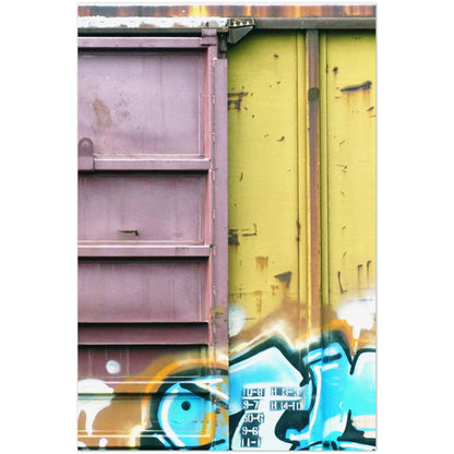 OPEN BOXCAR RUST COMPOSITION VERTICAL METAL PRINT